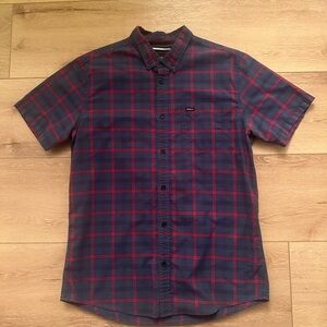 RVCA Dark Blue and Red Checkered Shirt